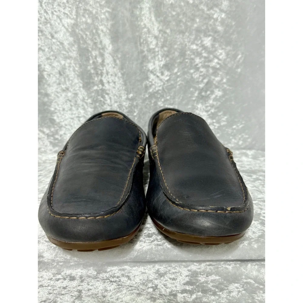 Born Mens Size 10 Navy Blue Soft Leather Driving Loafers Moc Toe Slip On Shoes